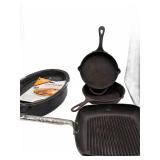 Cast Iron Skillets, Grill Pan, Roasting Pan With O