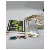 Alien Visitor Sign, Cardboard Glasses, Mask Pieces