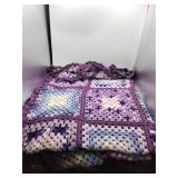 Twin Crochet Granny Square Blanket Purple