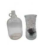 Clear Glass Jug and Vase with Decoration