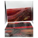 Abstract Red and Black stained glass panels