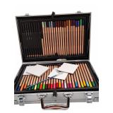 Art Supply Case with Colored and Graphite Pencils
