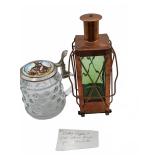 Green Blown Glass Liquor Decanter and German Stein