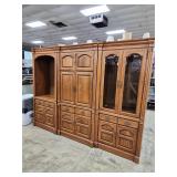 Oak Wall Unit Entertainment Center Hutch