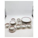 Jamina Poland Tea Cups Saucers Plates with Red Ros