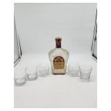 Seagram's Crown Royal Bottle with 5 Glasses