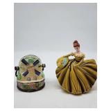Windmill Ceramic Basket With Lady Planter