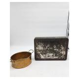 Teniers Embossed Metal Box with Brass Pot