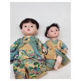Japanese Dolls with Traditional Kimono Robes