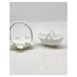 Fenton White Milk Glass Baskets Pair