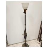 Metal Torchiere Floor Lamp with Glass Shade