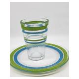 Hand Painted Glass Tumbler With Plate