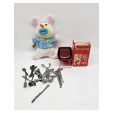 Ansco chrome Slide Viewer, Plush Bunny, Flatware
