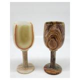 Pair Onyx Stone Goblets
