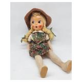 Cloth Doll with Straw Hat and Floral Dress