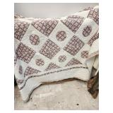 Patchwork Quilt with Floral Circles