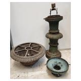 Cast Iron Garden Planter Base and Bowl Parts