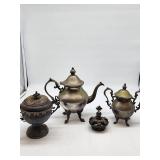 Silverplate Teapot Sugar Bowl Creamer and Finial