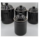 Black Ceramic Canister Jars with Lids, Set of 4