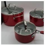 Food Network Red Saucepans with Lids