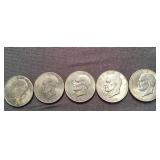 5 Different Eisenhower Ike Dollar Coins