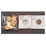 1865 Indian Head Cent and Civil War Token