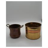 Copper Pot with Handles and Brass Bucket
