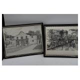 Framed Alamo and San Antonio River Art Prints