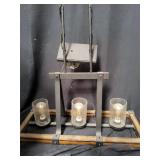 Metal and Wood 3-Light Hanging Fixture