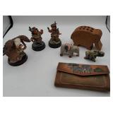 Figurines with Animal Figures and Elephant Wallet