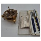 Essex Brass Sundial With Wingmatic Pen and Pencil