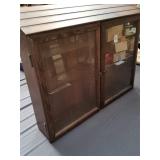 Wood Cabinet with Glass Double Doors