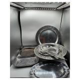 Swirled Pewter Plates Trays Bowls and Servers
