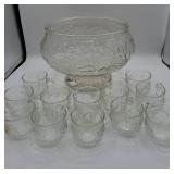 Glass Punch Bowl with 12 Cups