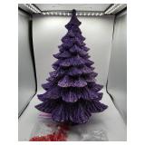 Purple Glitter Ceramic Christmas Tree with Pegs