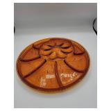 Amber Glass Divided Relish Tray