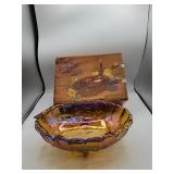 Indiana Glass Gold Carnival Glass Bowl with Box