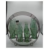 Coca-Cola Glass Bottles with Metal Carrier