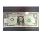 2017 US $1 Bill Serial L00012117* Star Note