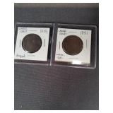 1829 and 1851 Large Cents in Holders