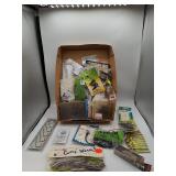 Fishing Tackle Lot with Lures, Hooks, Curly Worms