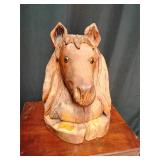 Carved Wood Horse Head Bust
