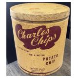 Charles Chips Potato Chip Container Tin Vintage