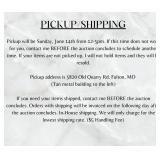 Pick Up/Shipping