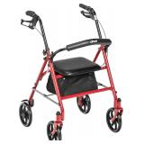 Durable 4 Wheel Rollator, Red