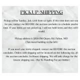 Pick Up/Shipping