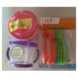Snack containers and spoons