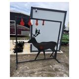 Steel deer siluet target with swinging targets.