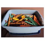 Lincoln Logs in Plastic Tote