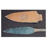 Hammered Dagger w/Leather Handle and Scabbard
